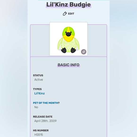 Lil Kinz- Webkinz- Budgie- No Code- HS515 - Picture 2 of 11
